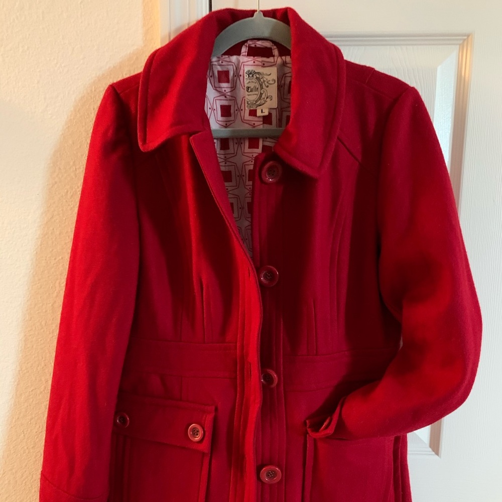 Red Long wool Jacket